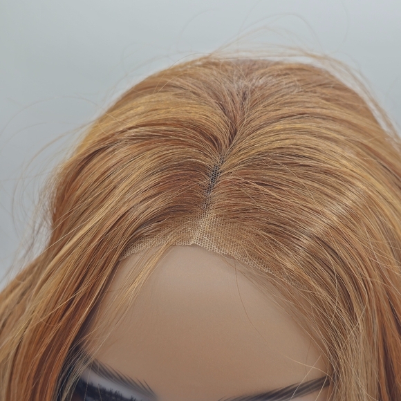 Uniwigs Ginger Spice Reddish Brown Highlighted Long Wavy Layered Lace Front Wig - Picture 5 of 11